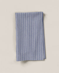 Navy Close Stripe Leno Weave Cotton Shirting