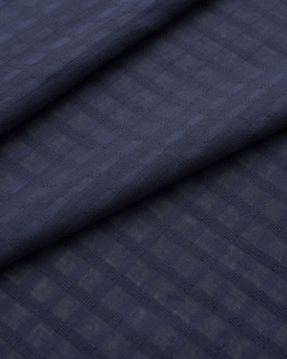 Navy Grid Check Dobby Cotton