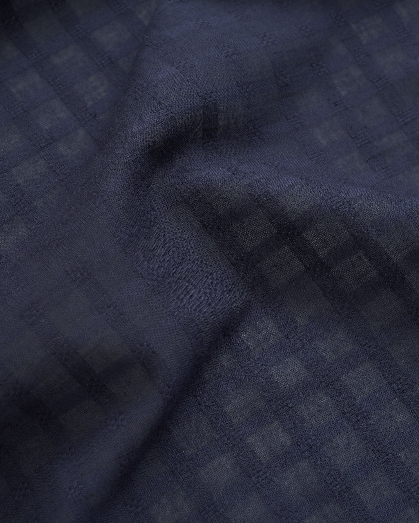 Navy Grid Check Dobby Cotton