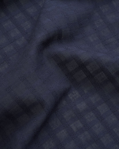 Navy Grid Check Dobby Cotton