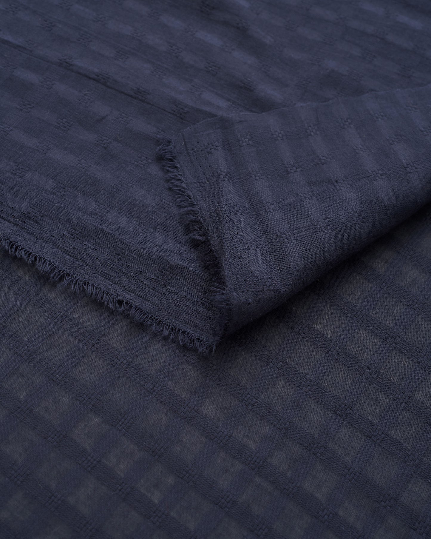 Navy Grid Check Dobby Cotton