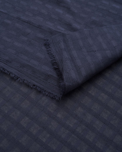 Navy Grid Check Dobby Cotton
