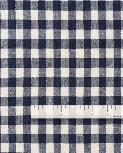Navy Medium Gingham Washed Linen