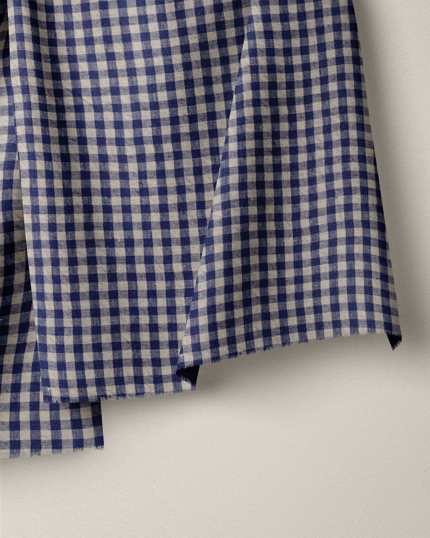 Navy Small Gingham Stonewashed Linen