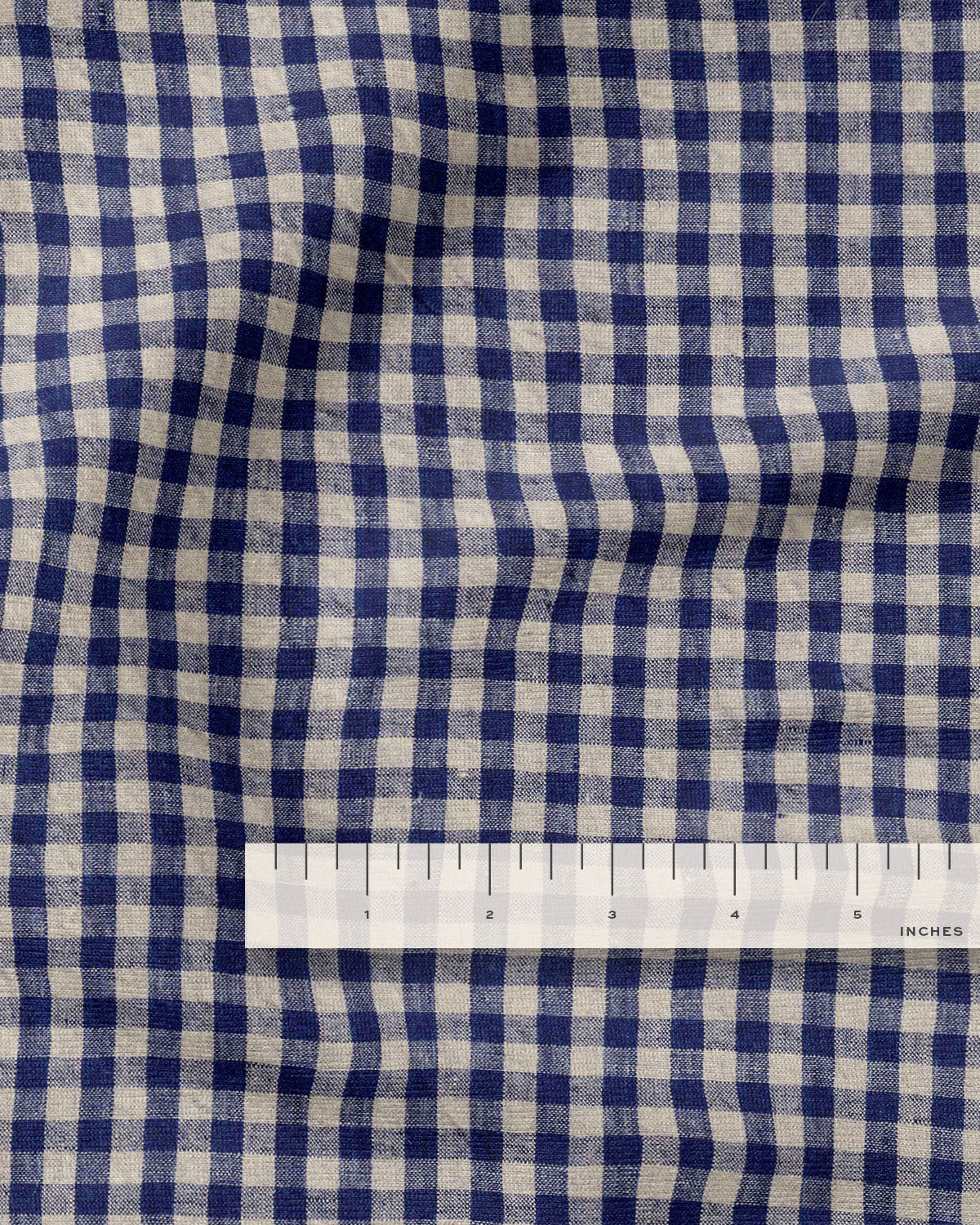 Navy Small Gingham Stonewashed Linen