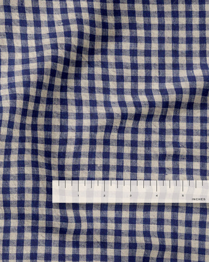 Navy Small Gingham Stonewashed Linen