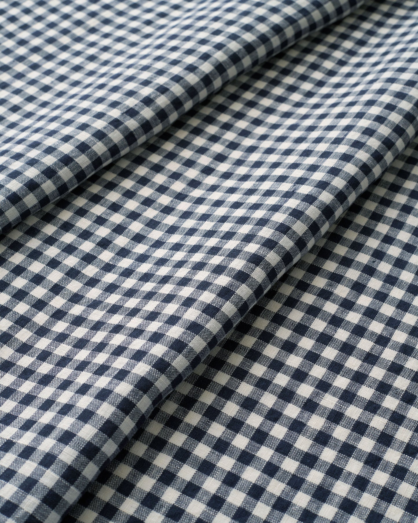 Navy Small Gingham Washed Linen