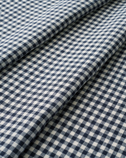 Navy Small Gingham Washed Linen