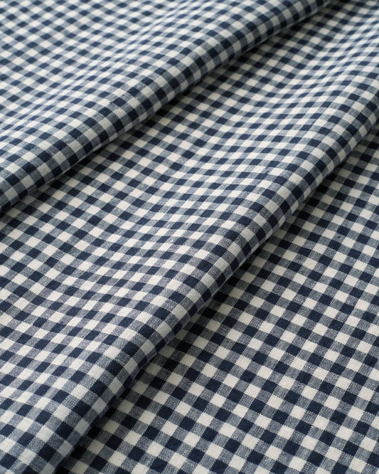 Navy Small Gingham Washed Linen