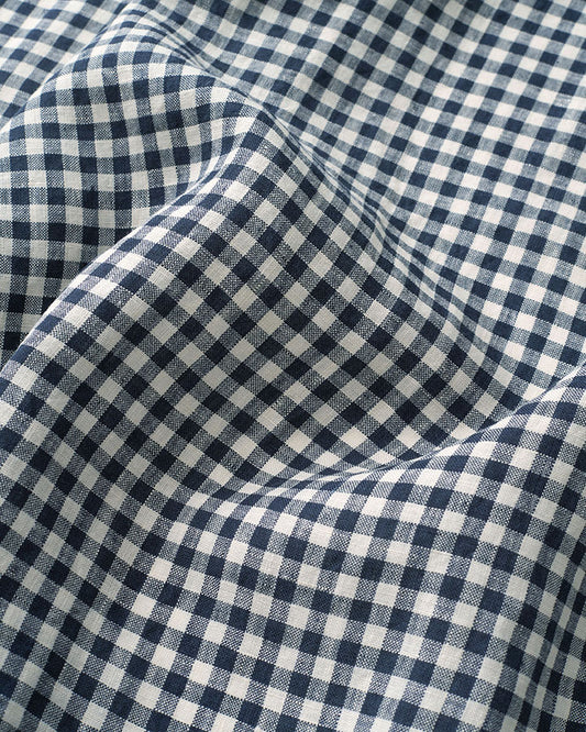 Navy Small Gingham Washed Linen