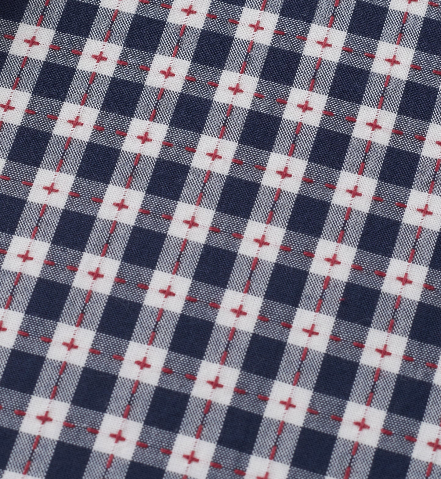 Navy Small Stitch Gingham Cotton