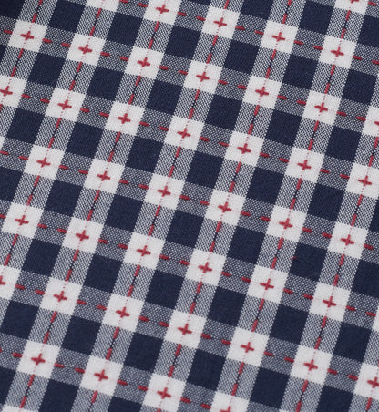 Navy Small Stitch Gingham Cotton