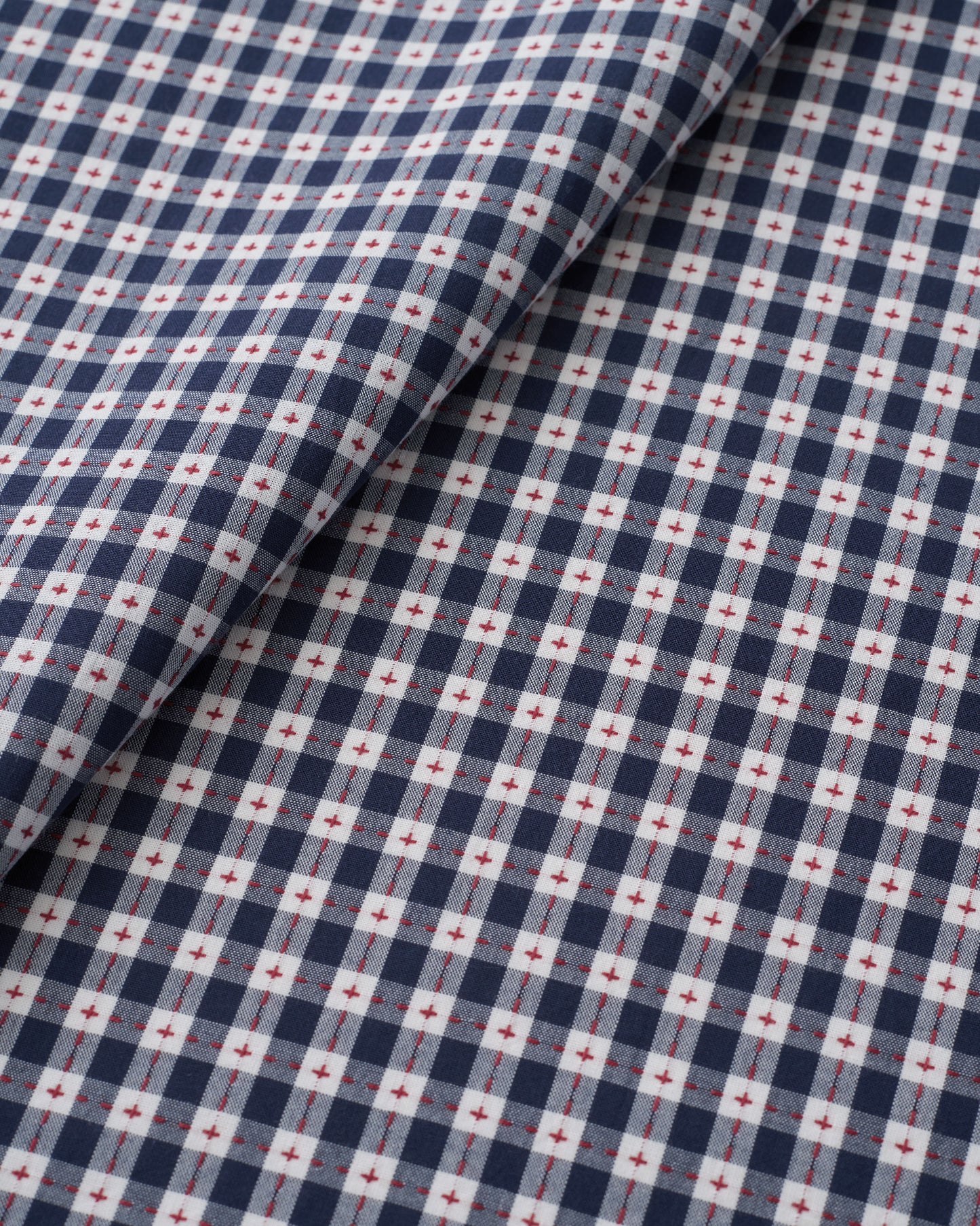 Navy Small Stitch Gingham Cotton