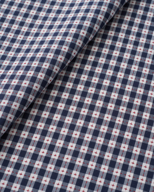 Navy Small Stitch Gingham Cotton