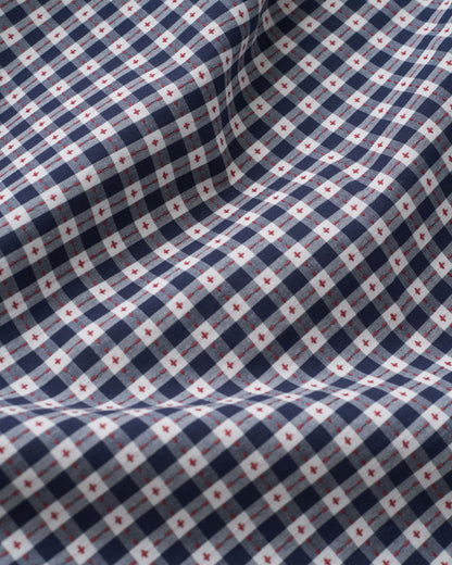 Navy Small Stitch Gingham Cotton