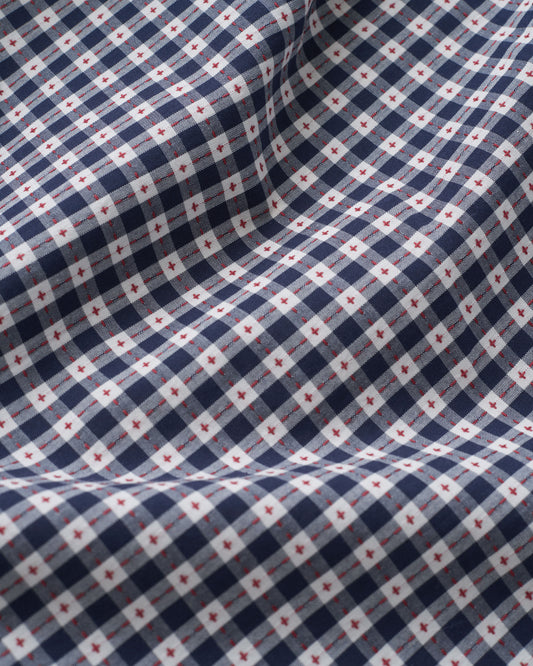 Navy Small Stitch Gingham Cotton