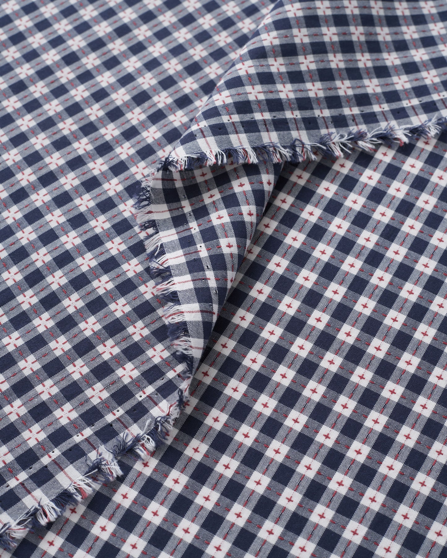 Navy Small Stitch Gingham Cotton