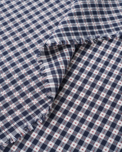 Navy Small Stitch Gingham Cotton