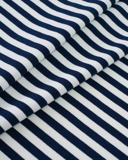 Navy and White Mid Weight Jersey Knit