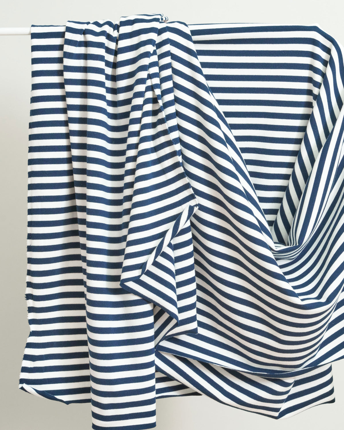 Navy and White Mid Weight Jersey Knit