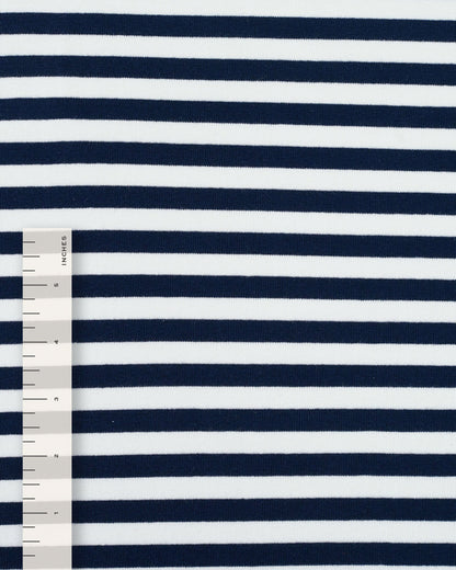 Navy and White Mid Weight Jersey Knit