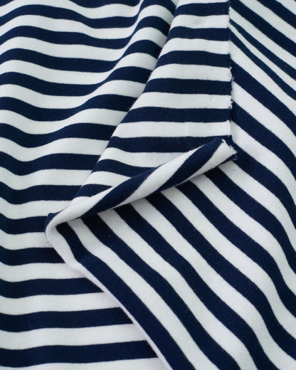 Navy and White Mid Weight Jersey Knit