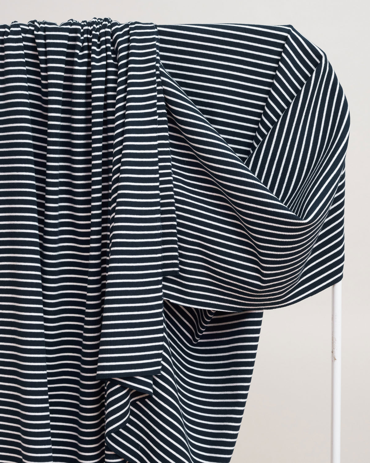 Navy Thin Stripe Rib Knit