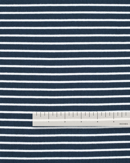 Navy Thin Stripe Rib Knit