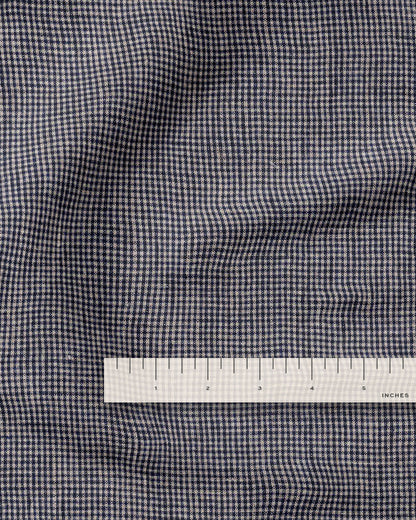 Navy Tiny Gingham Stonewashed Linen