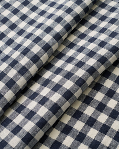Navy Medium Gingham Washed Linen