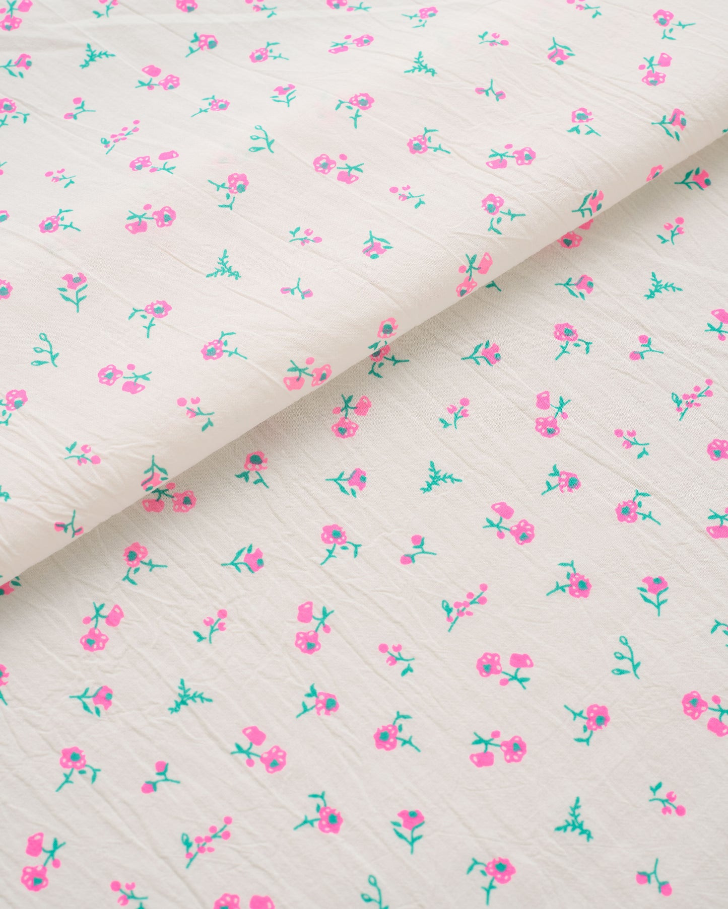 Neon Pink Ditsy Floral Petite Blossom Cotton