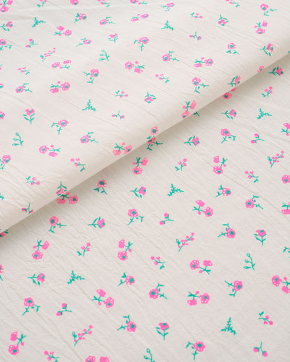 Neon Pink Ditsy Floral Petite Blossom Cotton