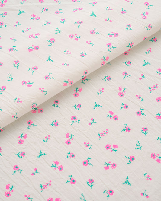Neon Pink Ditsy Floral Petite Blossom Cotton