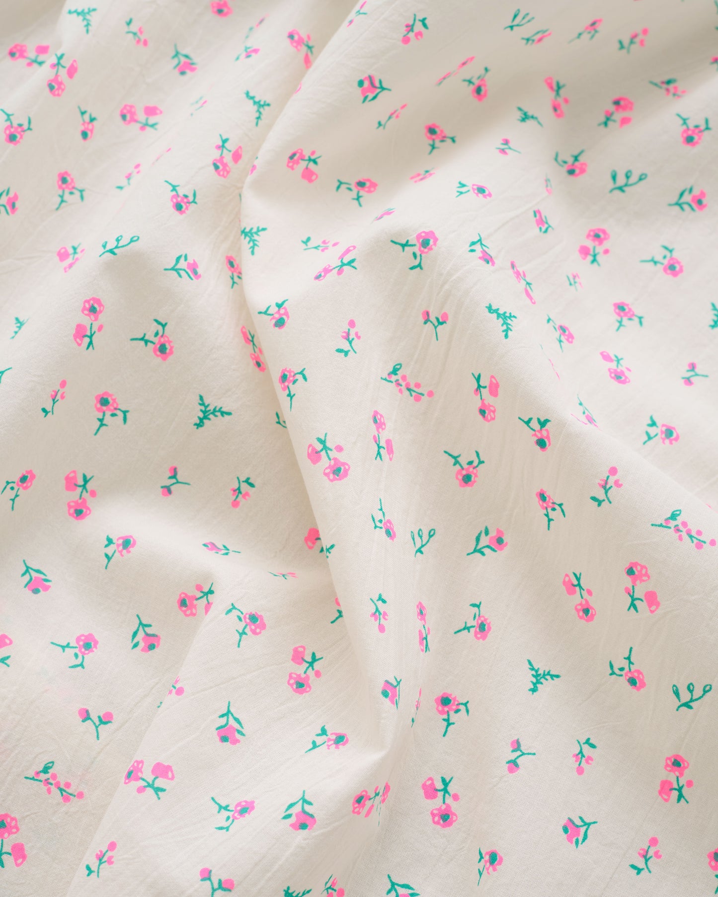 Neon Pink Ditsy Floral Petite Blossom Cotton