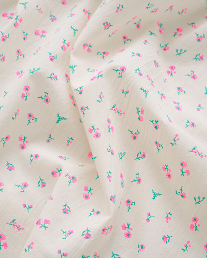 Neon Pink Ditsy Floral Petite Blossom Cotton