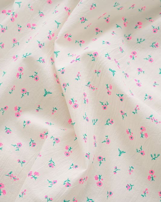 Neon Pink Ditsy Floral Petite Blossom Cotton