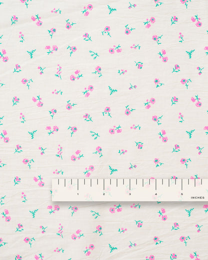 Neon Pink Ditsy Floral Petite Blossom Cotton