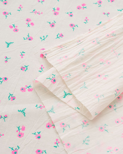 Neon Pink Ditsy Floral Petite Blossom Cotton