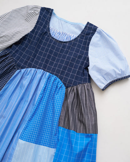 Blue Mini Check Cotton Shirting