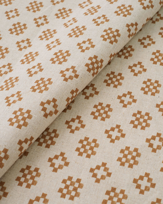 Patchwork Tile Custom Printed Linen Cotton Blend