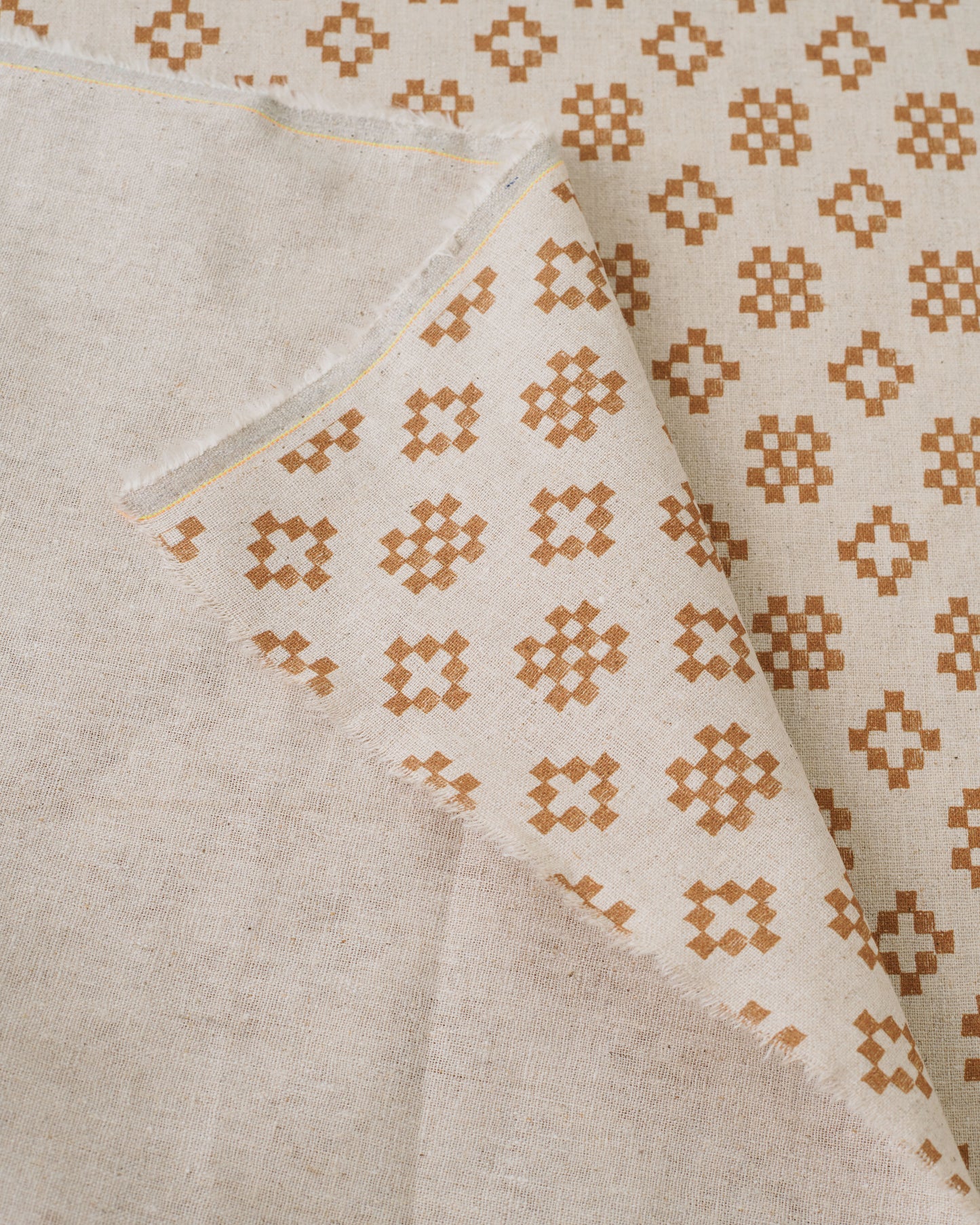 Patchwork Tile Custom Printed Linen Cotton Blend