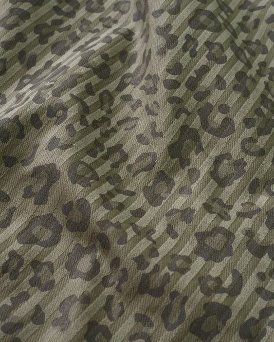 Pebble Leopard Print Tonal Stripe Twill