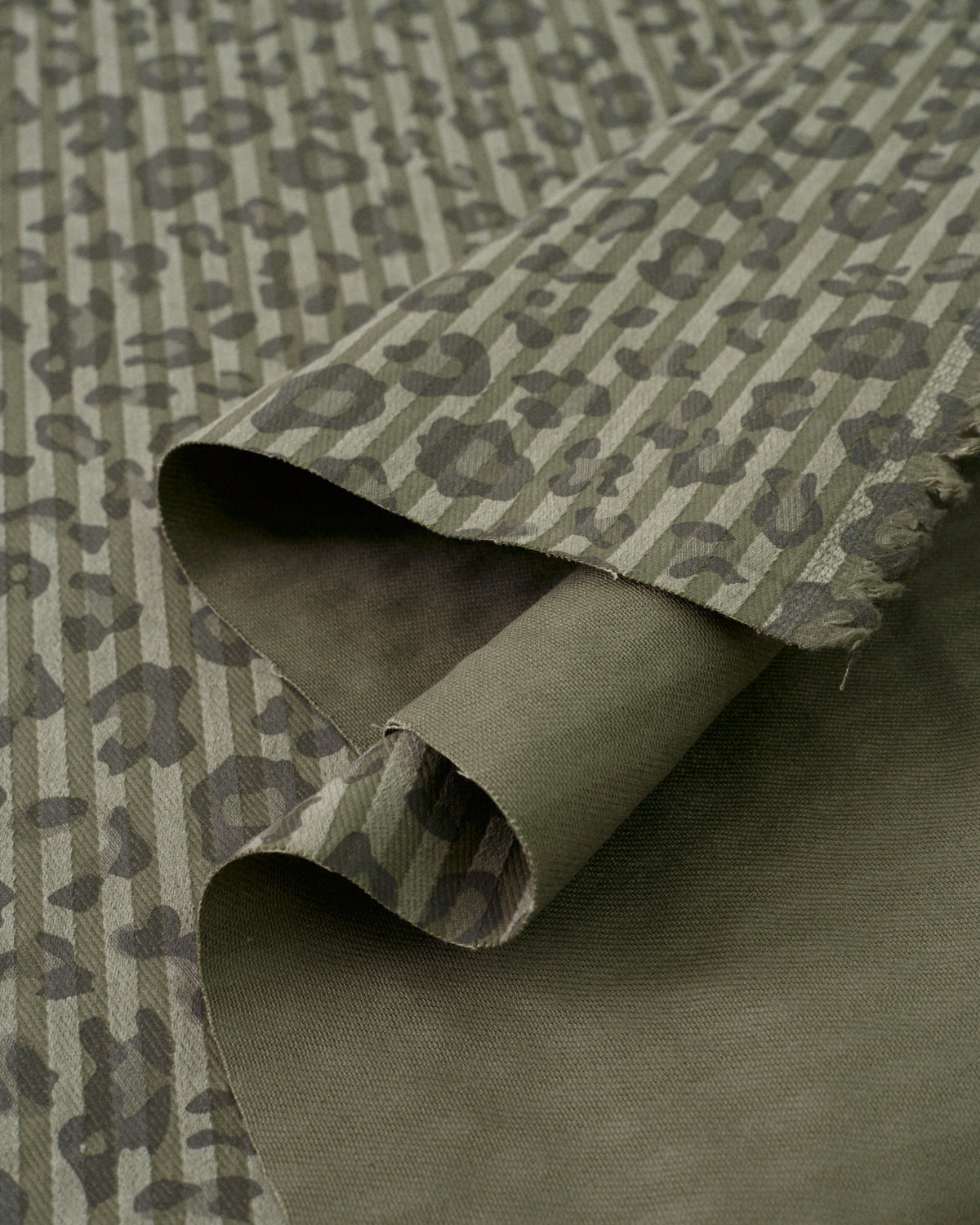 Pebble Leopard Print Tonal Stripe Twill