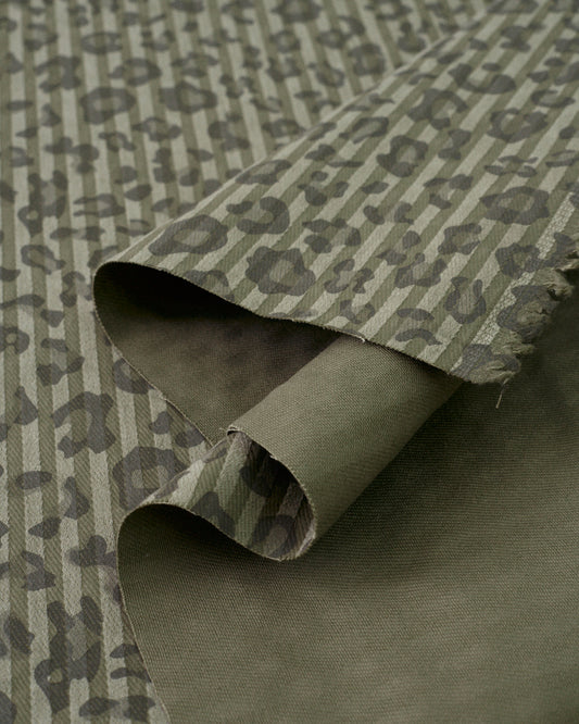 Pebble Leopard Print Tonal Stripe Twill