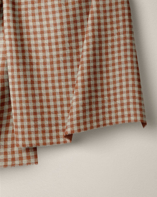 Pecan Small Gingham Stonewashed Linen