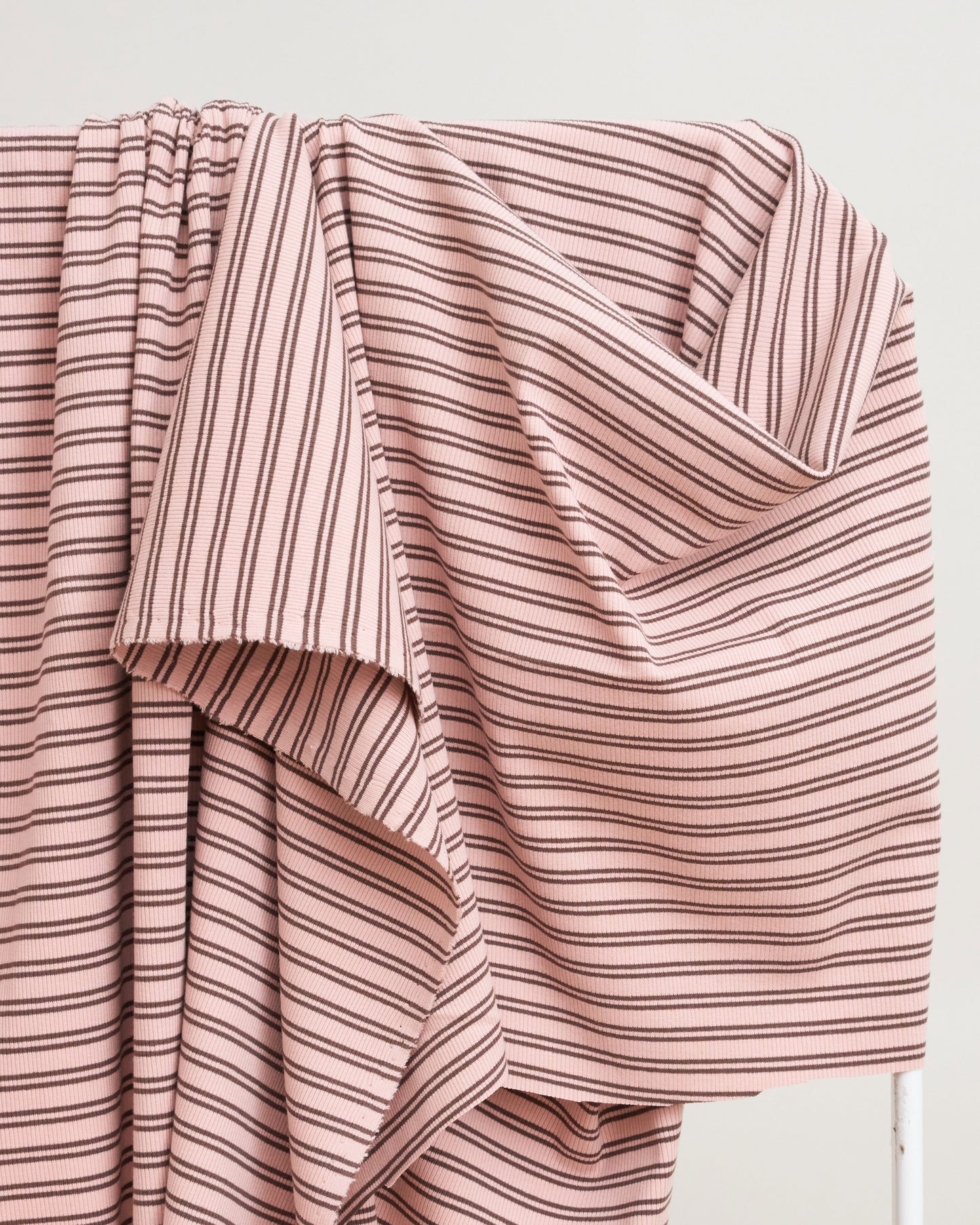 Pink and Cocoa Double Stripe Rib Knit