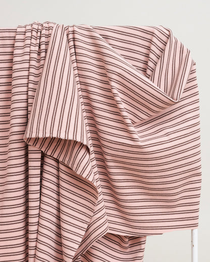 Pink and Cocoa Double Stripe Rib Knit