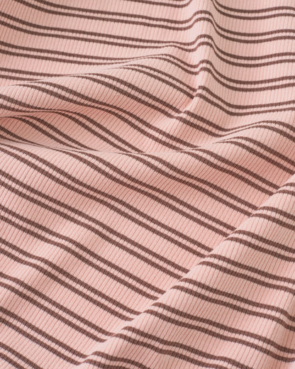 Pink and Cocoa Double Stripe Rib Knit