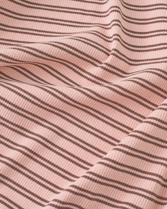 Pink and Cocoa Double Stripe Rib Knit