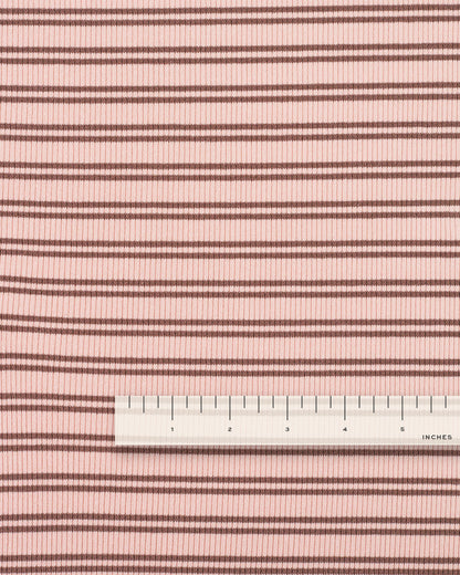 Pink and Cocoa Double Stripe Rib Knit